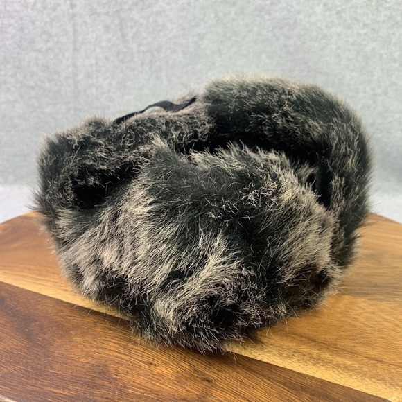UBi Hat Cossack Fitted Mens L/XL Black Gray Faux Fur Quilted Lining Winter - Picture 1 of 15